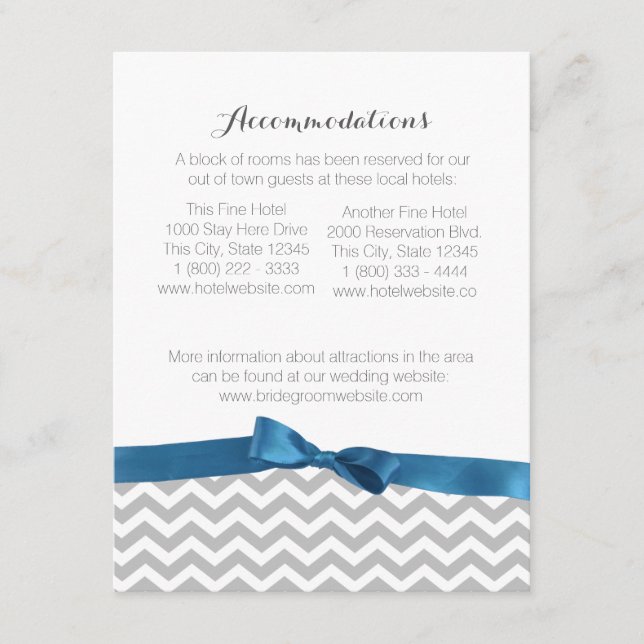 Modern Zigzag Pattern and Bow Information Card (Front)