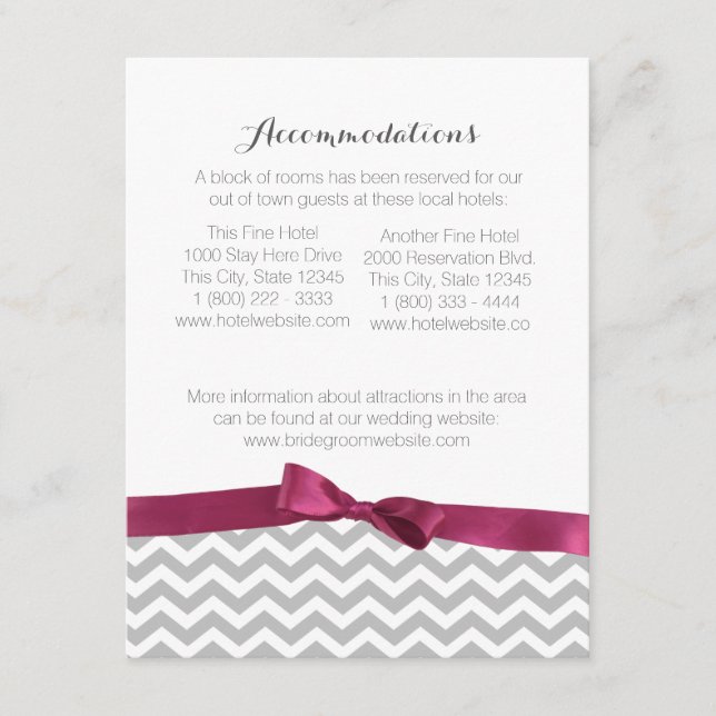 Modern Zigzag Pattern and Bow Information Card (Front)