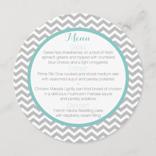 Modern Zigzag Pattern Round Menu (Front)