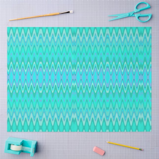Modern zigzag pattern - waves in turquoise tissue paper (Craft)