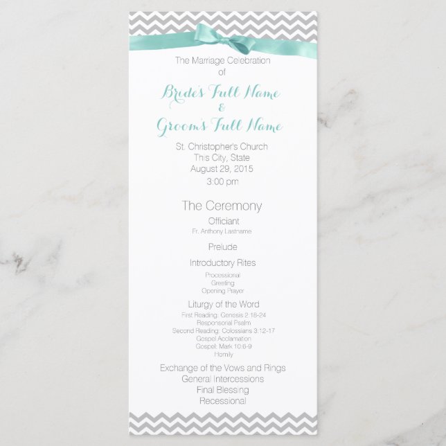 Modern Zigzag Pattern Wedding Program (Front)