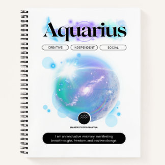 Modern Zodiac Sign Aquarius Quote Air Element Notebook