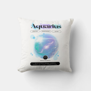 Modern Zodiac Sign Aquarius Quote Air Element Throw Pillow
