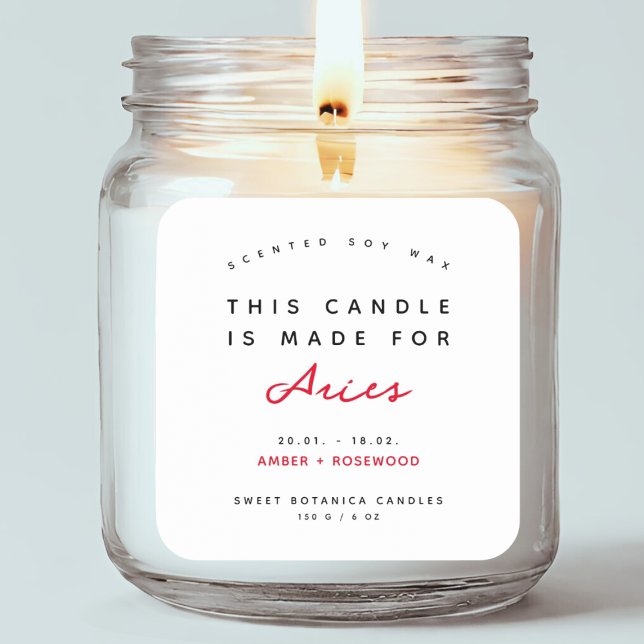 Modern zodiac sign Aries candle label (Creator Uploaded)