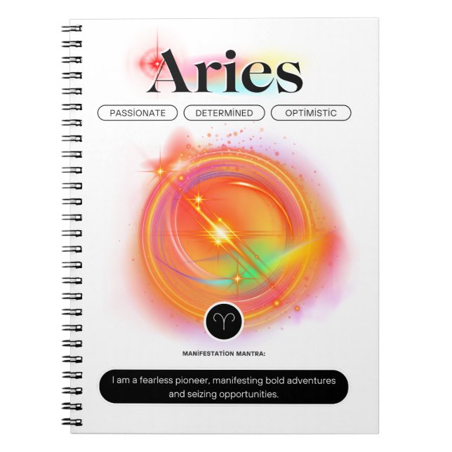 Modern Zodiac Sign ARIES Quote | Element Fire Notebook (Front)