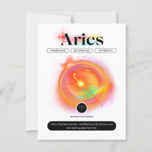 Modern Zodiac Sign ARIES Quote Element Fire Postcard