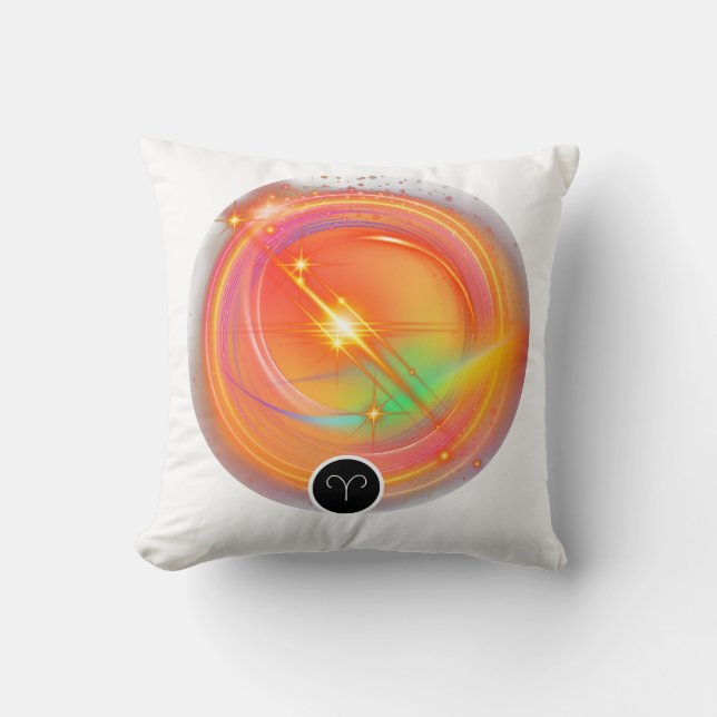 Modern Zodiac Sign ARIES Quote | Element Fire Throw Pillow (Front)