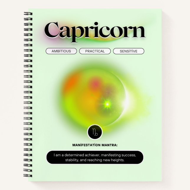 Modern Zodiac Sign Capricorn Quote Earth Element Notebook (Front)