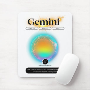 Modern Zodiac Sign Gemini Quote Air Element Mouse Pad
