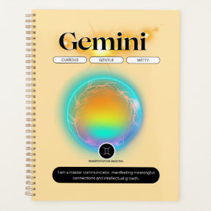 Modern Zodiac Sign Gemini Quote Air Element Planner