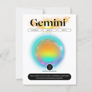 Modern Zodiac Sign Gemini Quote Air Element Postcard