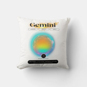 Modern Zodiac Sign Gemini Quote Air Element Throw Pillow