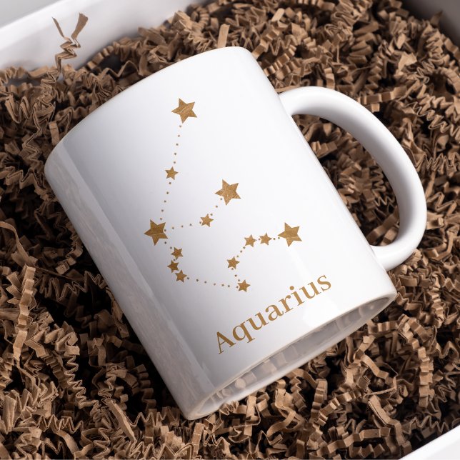 Modern Zodiac Sign Gold Aquarius | Element Air Coffee Mug (Creator Uploaded)