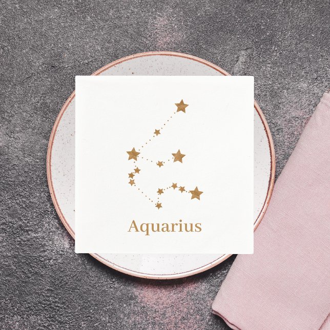 Modern Zodiac Sign Gold Aquarius | Element Air Napkin (Creator Uploaded)