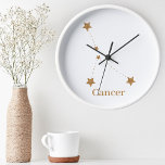 Modern Zodiac Sign Gold Cancer | Element Water Round Clock<br><div class="desc">Modern Zodiac Sign Gold Cancer | Element Water</div>