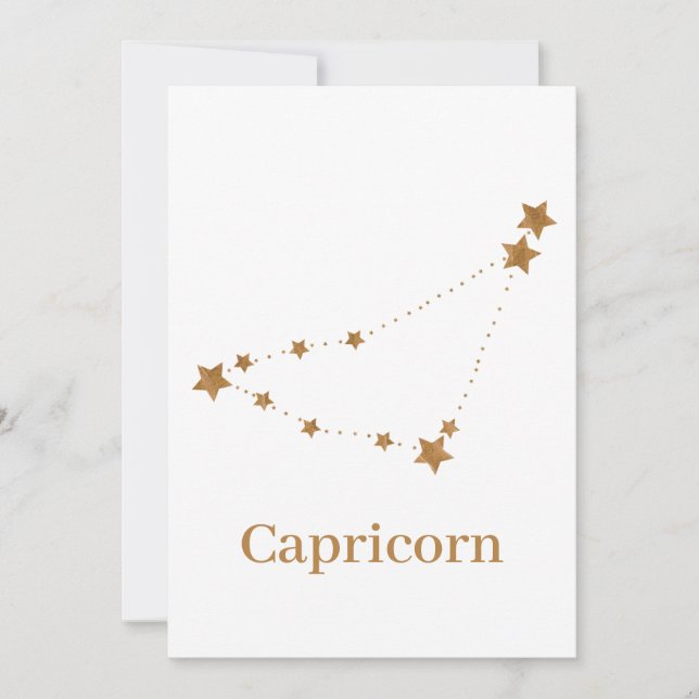 Modern Zodiac Sign Gold Capricorn | Element Earth Holiday Card (Front)