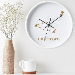 Modern Zodiac Sign Gold Capricorn | Element Earth Round Clock<br><div class="desc">Modern Zodiac Sign Gold Capricorn | Element Earth</div>