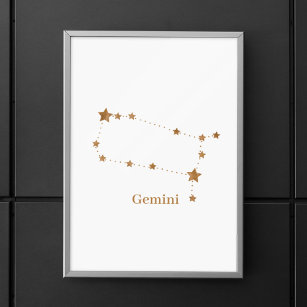 Modern Zodiac Sign Gold Gemini   Element Air 