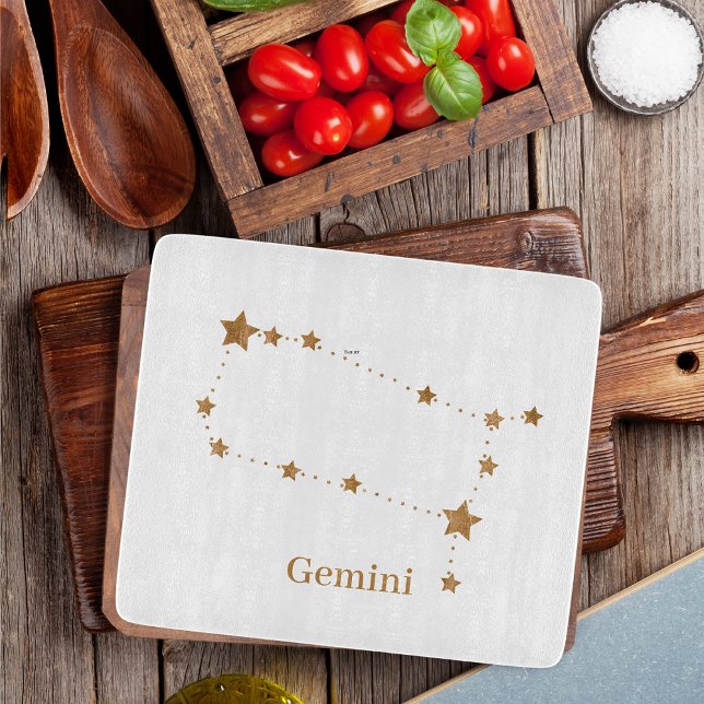 Modern Zodiac Sign Gold Gemini | Element Air  Cutting Board (Creator Uploaded)