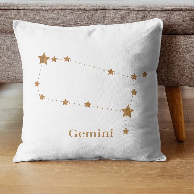Modern Zodiac Sign Gold Gemini | Element Air  Throw Pillow (Creator Uploaded)