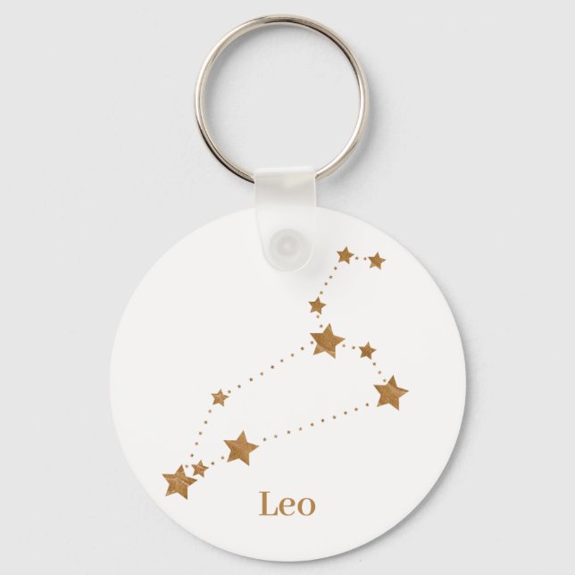 Modern Zodiac Sign Gold Leo | Element Fire Keychain (Front)