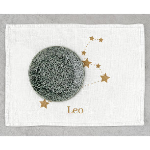Modern Zodiac Sign Gold Leo   Element Fire Kitchen Towel