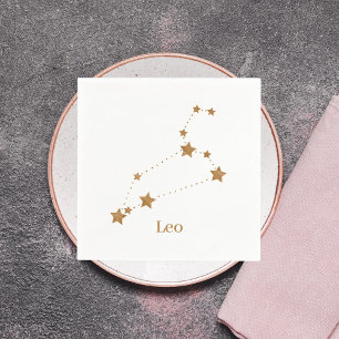 Modern Zodiac Sign Gold Leo   Element Fire Napkin
