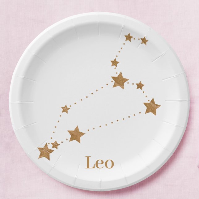 Modern Zodiac Sign Gold Leo | Element Fire Paper Plate (Creator Uploaded)
