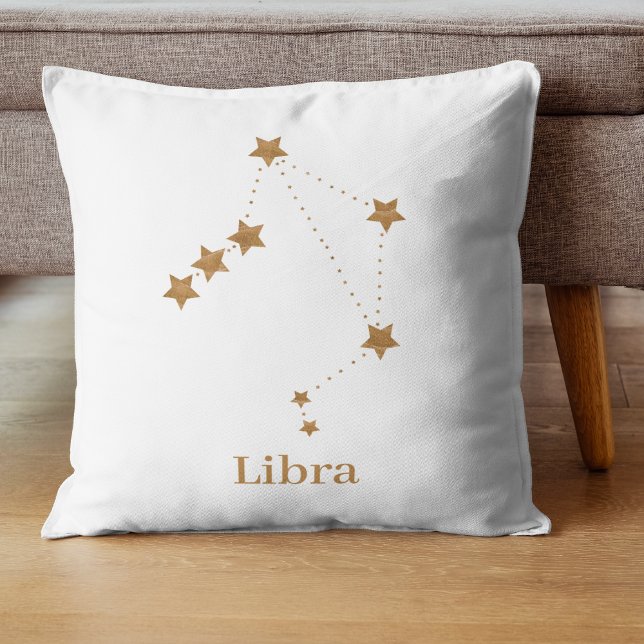 Modern Zodiac Sign Gold Libra | Element Air Throw Pillow (Creator Uploaded)