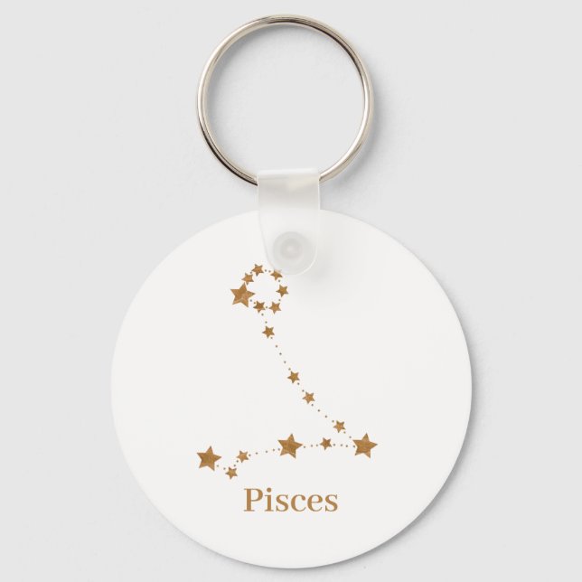 Modern Zodiac Sign Gold Pisces | Element Water Keychain (Front)