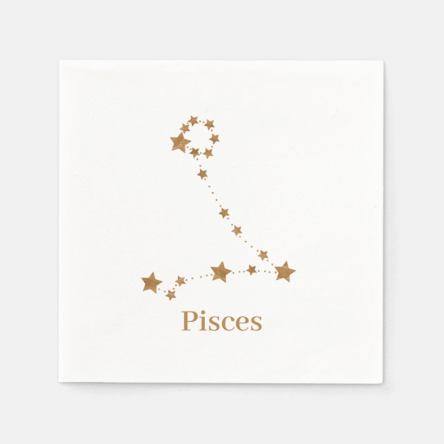 Modern Zodiac Sign Gold Pisces | Element Water Napkin (Front)