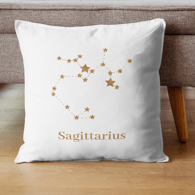 Modern Zodiac Sign Gold Sagittarius| Element  Fire Throw Pillow (Creator Uploaded)