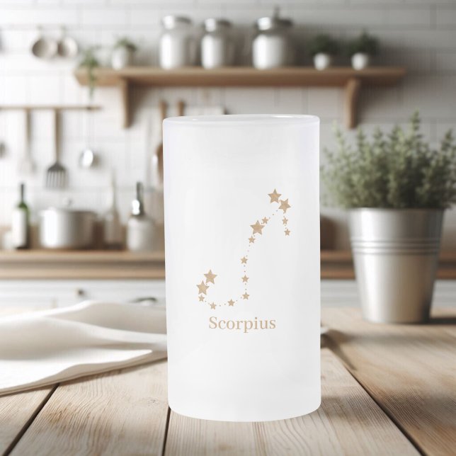 Modern Zodiac Sign Gold Scorpius | Element Water  Frosted Glass Beer Mug