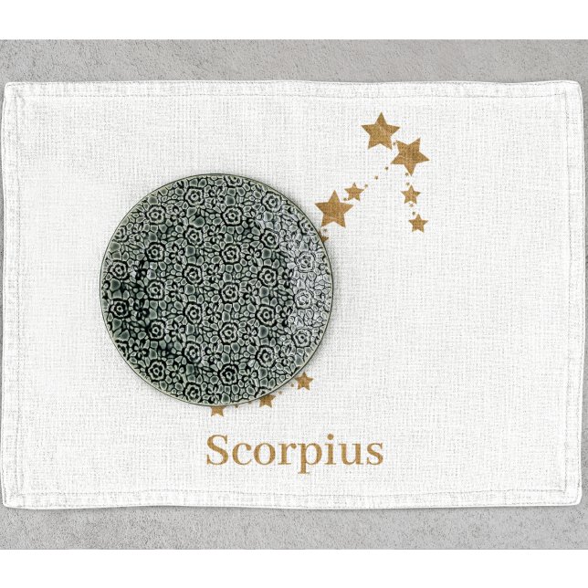 Modern Zodiac Sign Gold Scorpius | Element Water  Kitchen Towel (Creator Uploaded)