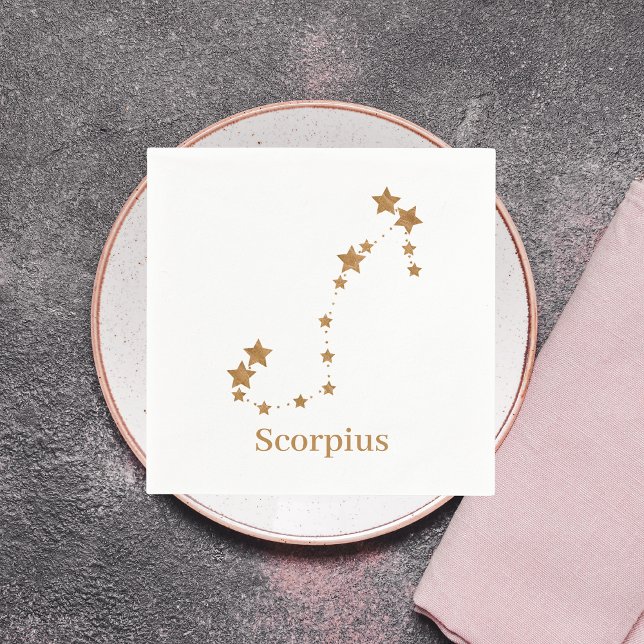 Modern Zodiac Sign Gold Scorpius | Element Water  Napkin (Creator Uploaded)