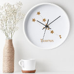 Modern Zodiac Sign Gold Taurus | Earth Element Round Clock<br><div class="desc">Modern Zodiac Sign Gold Taurus | Earth Element</div>