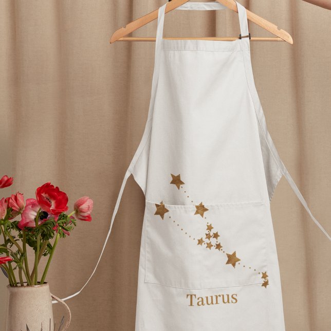 Modern Zodiac Sign Gold Taurus | Element Earth Apron (Creator Uploaded)
