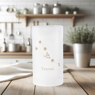 Modern Zodiac Sign Gold Taurus   Element Earth Frosted Glass Beer Mug