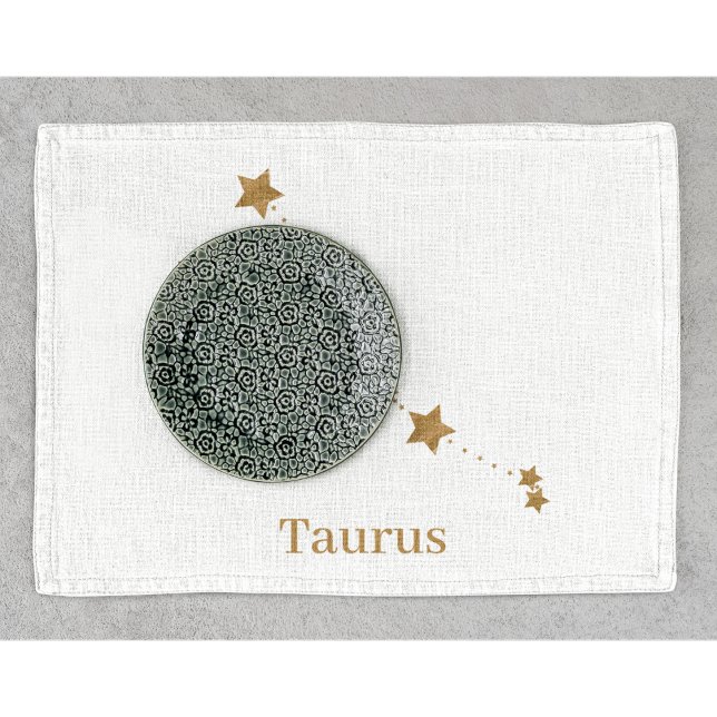 Modern Zodiac Sign Gold Taurus | Element Earth Kitchen Towel (Creator Uploaded)
