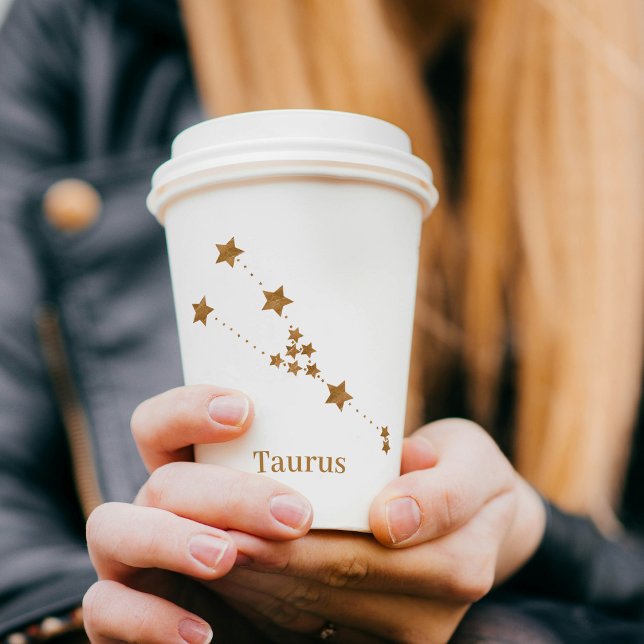 Modern Zodiac Sign Gold Taurus | Element Earth Paper Cups (Creator Uploaded)