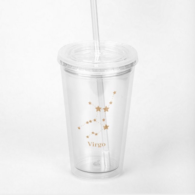 Modern Zodiac Sign Gold Virgo | Element Earth Acrylic Tumbler (Creator Uploaded)
