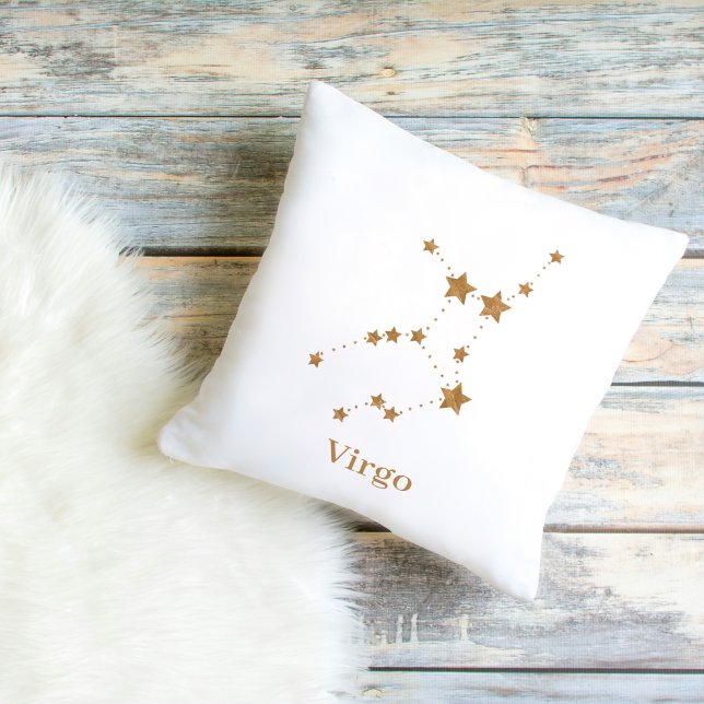 Modern Zodiac Sign Gold Virgo | Element Earth Outdoor Pillow (Creator Uploaded)