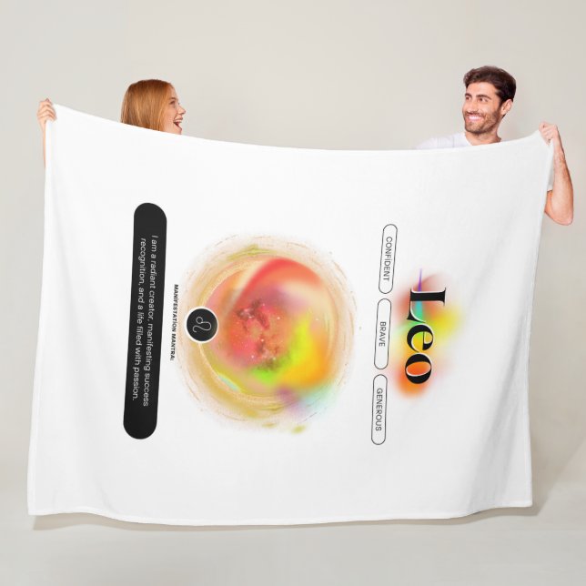 Modern Zodiac Sign Leo Quote | Element Fire Fleece Blanket (In Situ)
