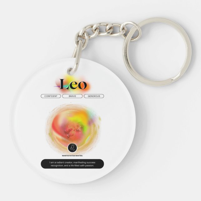 Modern Zodiac Sign Leo Quote | Element Fire Keychain (Back)
