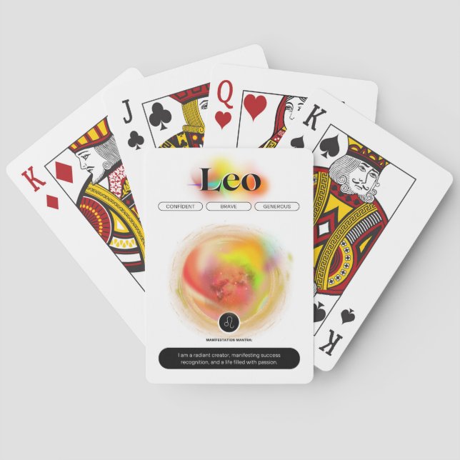 Modern Zodiac Sign Leo Quote | Element Fire Playing Cards (Back)