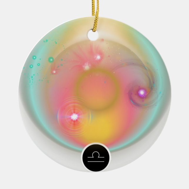 Modern Zodiac Sign Libra Quote Air Element Ceramic Ornament (Front)