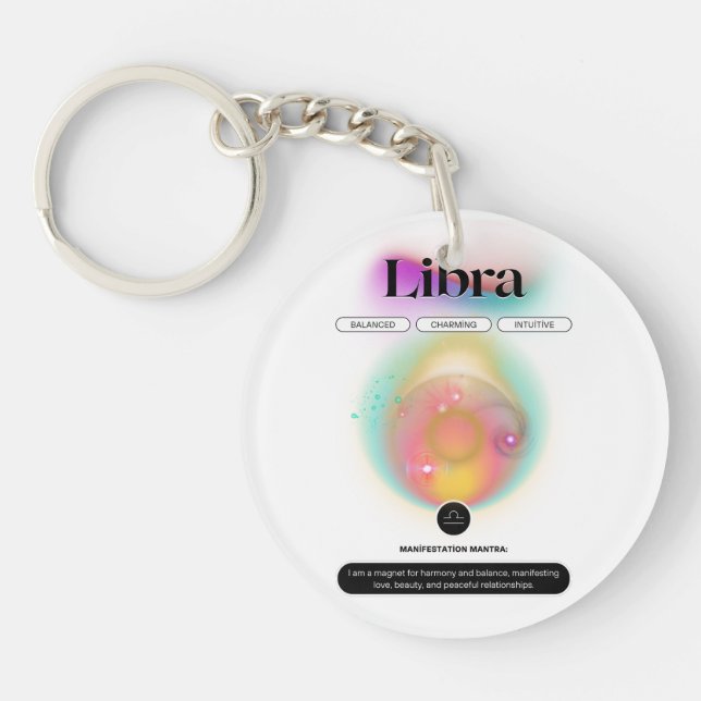Modern Zodiac Sign Libra Quote Air Element Keychain (Front)