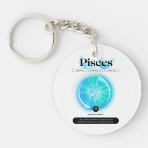 Modern Zodiac Sign Pisces Quote Water Element Keychain