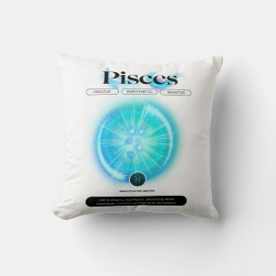 Modern Zodiac Sign Pisces Quote Water Element Throw Pillow