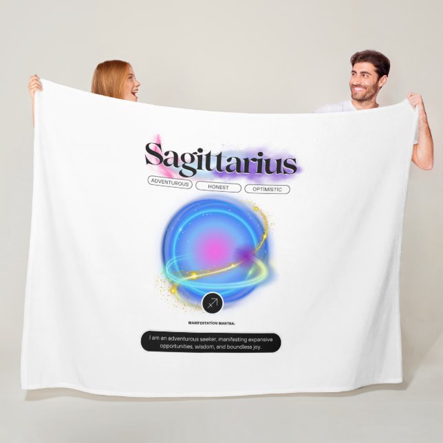 Modern Zodiac Sign Sagittarius Quote Element Fire Fleece Blanket (In Situ)